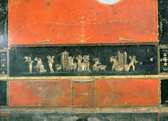 Querubines haciendo actividades diarias, del Oecus de la Casa dei Vettii (Casa de los Vettii) c.50-79 AD